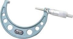 Mitutoyo - 3 to 4" Range, 0.0001" Graduation, Mechanical Outside Micrometer - Ratchet Stop Thimble, Accurate to 0.00015" - All Tool & Supply