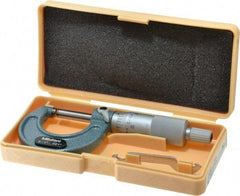 Mitutoyo - 0 to 1" Range, 0.001" Graduation, Mechanical Outside Micrometer - Ratchet Stop Thimble, Accurate to 0.0001" - All Tool & Supply