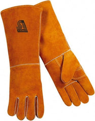 Steiner - Size L Cotton/Foam Lined Cowhide Welding Glove - 18" OAL, Gauntlet Cuff, Thumb Strap, For General Welding - All Tool & Supply