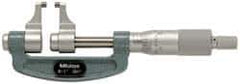 Mitutoyo - 1 to 2" Range, 0.001" Graduation, Mechanical Outside Micrometer - Ratchet Stop Thimble, Accurate to 0.0003" - All Tool & Supply