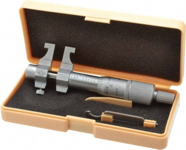 Mitutoyo - 1 to 2 Inch Range, Carbide Satin Chrome Coated, Mechanical Inside Caliper Micrometer - 0.001 Inch Graduation, 0.0003 Inch Accuracy - All Tool & Supply