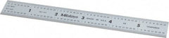 Mitutoyo - 6" Long, 1/64, 1/32, 1/16, 1/8" Graduation, Rigid Stainless Steel Rule - 4R Graduation Style, 3/4" Wide, Silver, Satin Chrome Finish - All Tool & Supply