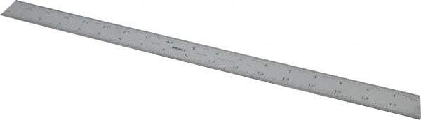 Mitutoyo - 18" Long, 1/100, 1/64, 1/50, 1/32" Graduation, Rigid Stainless Steel Rule - 16R Graduation Style, 1-3/16" Wide, Silver, Satin Chrome Finish - All Tool & Supply