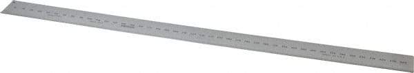 Mitutoyo - 450mm Long, 1/64, 1/32" and 0.5, 1mm Graduation, Rigid Stainless Steel Rule - Metric Graduation Style, 1-3/16" Wide, Silver, Satin Chrome Finish - All Tool & Supply