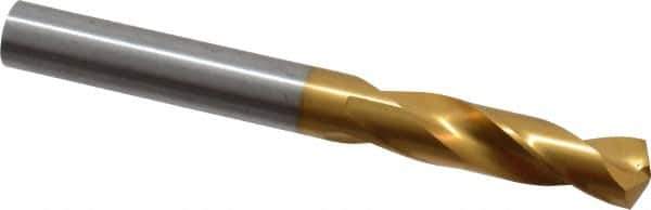 Guhring - 11/32" 130° Parabolic Flute Cobalt Screw Machine Drill Bit - TiN Finish, Right Hand Cut, 40mm Flute Length, 84mm OAL, Standard Point, Straight Shank - All Tool & Supply