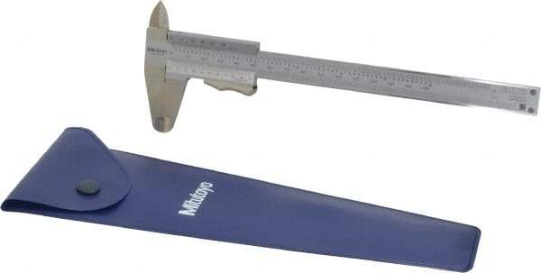 Mitutoyo - 0 to 6" Stainless Steel Vernier Caliper - 0.02mm Graduation, 40mm Jaw Depth, 0.05mm Accuracy - All Tool & Supply