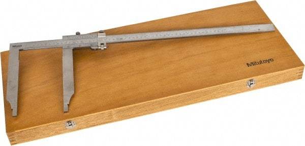 Mitutoyo - 0 to 20" Stainless Steel Vernier Caliper - 0.02mm Graduation, 200mm Jaw Depth, 0.06mm Accuracy - All Tool & Supply