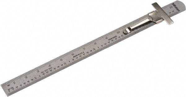 Mitutoyo - 6" Long, 1/64" and 1mm Graduation, Flexible Steel Rule - English/Metric Graduation Style, 1/2" Wide, Silver, Satin Chrome Finish - All Tool & Supply