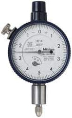 Mitutoyo - 0.025" Range, 0-5-0 Dial Reading, 0.0001" Graduation Dial Drop Indicator - 1-5/8" Dial, 0.01" Range per Revolution, 0.0001" Accuracy, Revolution Counter - All Tool & Supply