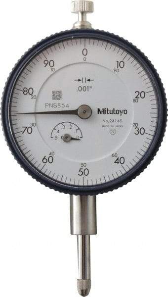 Mitutoyo - 1/2" Range, 0-100 Dial Reading, 0.001" Graduation Dial Drop Indicator - 2-1/4" Dial, 0.1" Range per Revolution, 0.001" Accuracy, Revolution Counter - All Tool & Supply