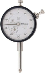 Mitutoyo - 1" Range, 100-0 Dial Reading, 0.001" Graduation Dial Drop Indicator - 2-1/4" Dial, 0.1" Range per Revolution, 0.002" Accuracy, Revolution Counter - All Tool & Supply