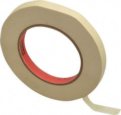 3M - 1/2" Wide x 60 Yd Long Tan Paper Masking Tape - Series 214, 5.8 mil Thick, 27 In/Lb Tensile Strength - All Tool & Supply