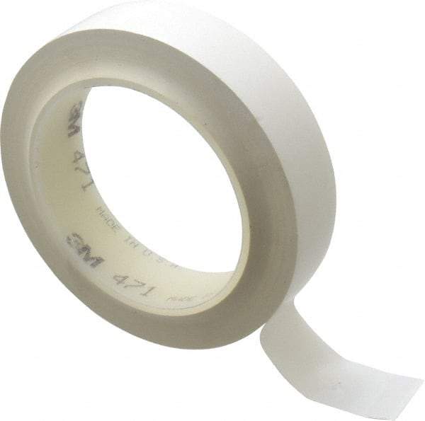 3M - White Solid Color Vinyl Tape - 1" Wide x 108' Long x 5.2 mil Thick, General Traffic - All Tool & Supply