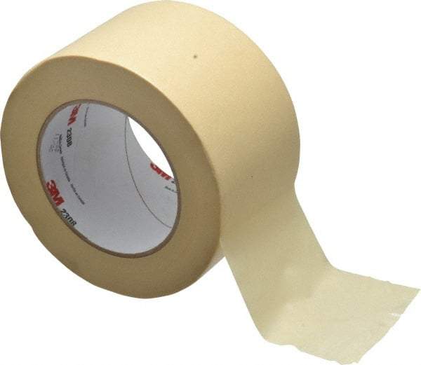 3M - 3" Wide x 60 Yd Long Tan Paper Masking Tape - Series 2308, 5.3 mil Thick, 22 In/Lb Tensile Strength - All Tool & Supply