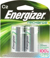 Energizer - Size C, NiMH, 2 Pack, Standard Battery - 1.2 Volts, Flat Terminal, ANSI Regulated - All Tool & Supply