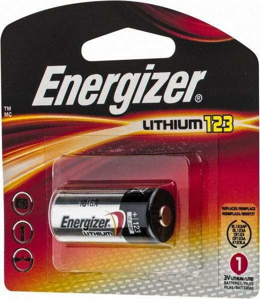 Energizer - Size 123, Lithium, Photo Battery - 3 Volts, Flat Terminal, CR17345, ANSI, IEC Regulated - All Tool & Supply