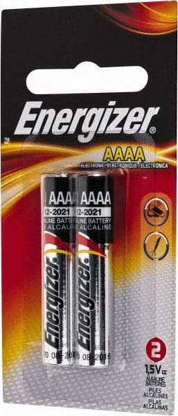 Energizer - Size AAAA, Alkaline, 2 Pack, Standard Battery - 1.5 Volts, Flat Terminal, LR61, LR8D425, ANSI, IEC Regulated - All Tool & Supply