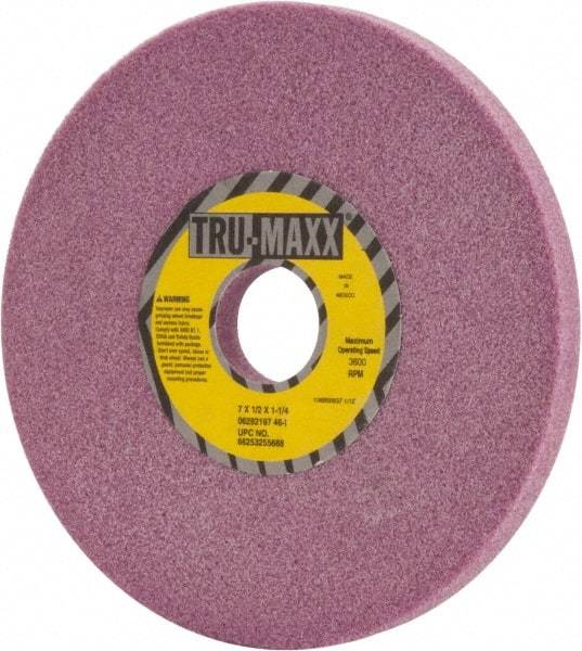 Tru-Maxx - 7" Diam x 1-1/4" Hole x 1/2" Thick, I Hardness, 46 Grit Surface Grinding Wheel - Aluminum Oxide, Type 1, Coarse Grade, 3,600 Max RPM, Vitrified Bond, No Recess - All Tool & Supply