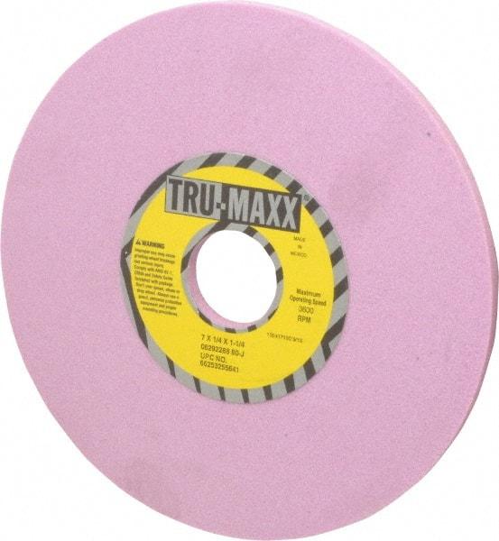 Tru-Maxx - 7" Diam x 1-1/4" Hole x 1/4" Thick, J Hardness, 80 Grit Surface Grinding Wheel - Aluminum Oxide, Type 1, Medium Grade, 3,600 Max RPM, Vitrified Bond, No Recess - All Tool & Supply