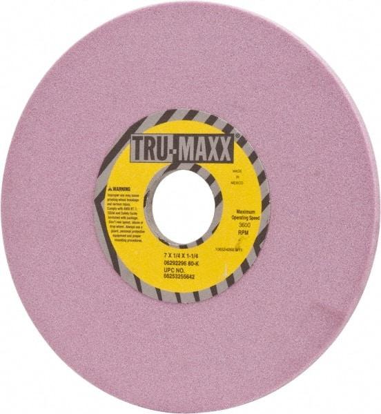 Tru-Maxx - 7" Diam x 1-1/4" Hole x 1/4" Thick, K Hardness, 80 Grit Surface Grinding Wheel - Aluminum Oxide, Type 1, Medium Grade, 3,600 Max RPM, Vitrified Bond, No Recess - All Tool & Supply