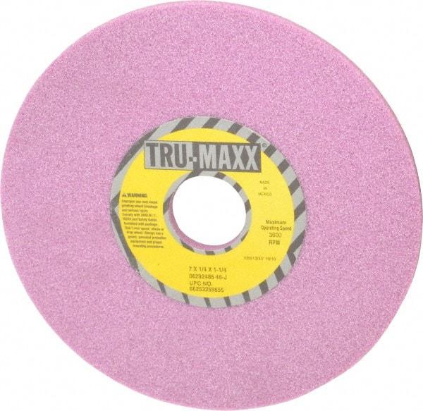 Tru-Maxx - 7" Diam x 1-1/4" Hole x 1/4" Thick, J Hardness, 46 Grit Surface Grinding Wheel - Aluminum Oxide, Type 1, Coarse Grade, 3,600 Max RPM, Vitrified Bond, No Recess - All Tool & Supply