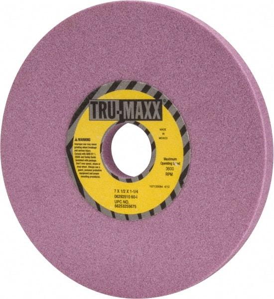 Tru-Maxx - 7" Diam x 1-1/4" Hole x 1/2" Thick, I Hardness, 60 Grit Surface Grinding Wheel - Aluminum Oxide, Type 1, Medium Grade, 3,600 Max RPM, Vitrified Bond, No Recess - All Tool & Supply