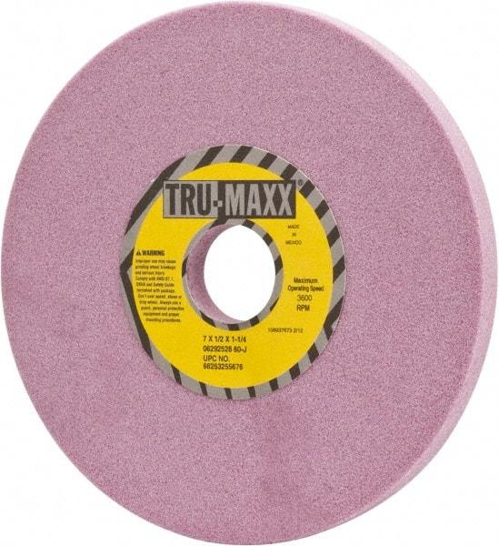 Tru-Maxx - 7" Diam x 1-1/4" Hole x 1/2" Thick, J Hardness, 60 Grit Surface Grinding Wheel - Aluminum Oxide, Type 1, Medium Grade, 3,600 Max RPM, Vitrified Bond, No Recess - All Tool & Supply