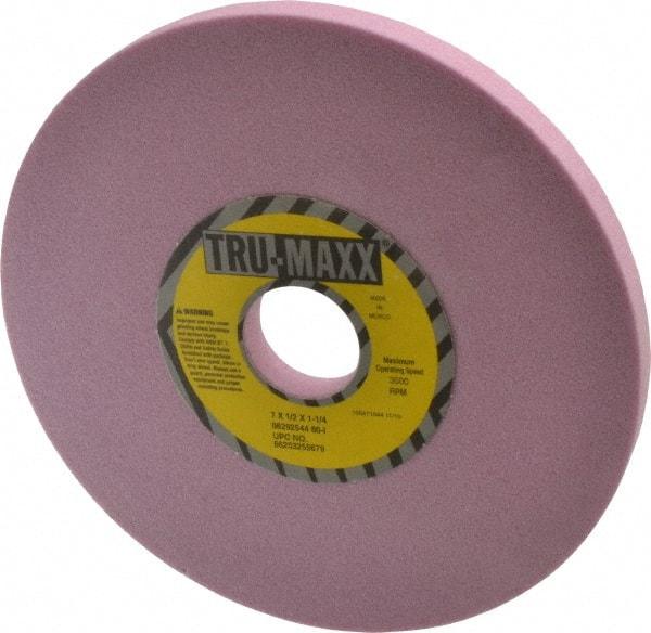 Tru-Maxx - 7" Diam x 1-1/4" Hole x 1/2" Thick, I Hardness, 80 Grit Surface Grinding Wheel - Aluminum Oxide, Type 1, Medium Grade, 3,600 Max RPM, Vitrified Bond, No Recess - All Tool & Supply