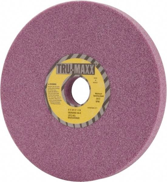 Tru-Maxx - 8" Diam x 1-1/4" Hole x 3/4" Thick, K Hardness, 46 Grit Surface Grinding Wheel - Aluminum Oxide, Type 1, Coarse Grade, 3,600 Max RPM, Vitrified Bond, No Recess - All Tool & Supply