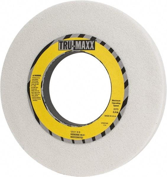 Tru-Maxx - 12" Diam x 5" Hole x 1" Thick, H Hardness, 46 Grit Surface Grinding Wheel - Aluminum Oxide, Type 1, Coarse Grade, 2,070 Max RPM, Vitrified Bond, No Recess - All Tool & Supply