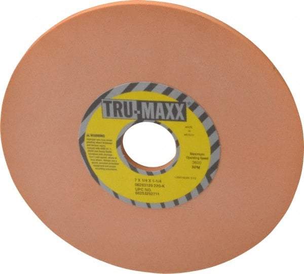 Tru-Maxx - 7" Diam x 1-1/4" Hole x 1/4" Thick, K Hardness, 220 Grit Surface Grinding Wheel - Aluminum Oxide, Type 1, Very Fine Grade, 3,600 Max RPM, Vitrified Bond, No Recess - All Tool & Supply