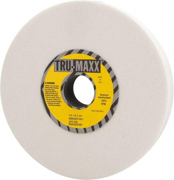 Tru-Maxx - 7" Diam x 1-1/4" Hole x 1" Thick, I Hardness, 60 Grit Surface Grinding Wheel - Aluminum Oxide, Type 1, Medium Grade, 3,600 Max RPM, Vitrified Bond, No Recess - All Tool & Supply