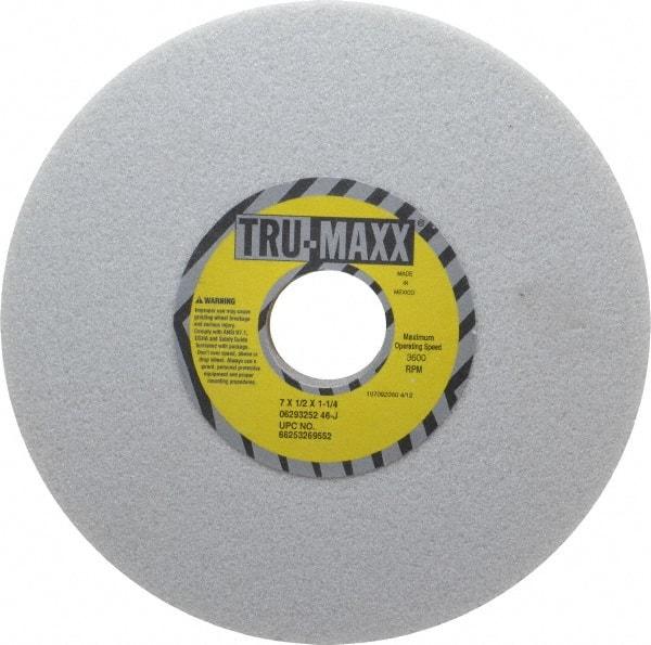 Tru-Maxx - 7" Diam x 1-1/4" Hole x 1/2" Thick, J Hardness, 46 Grit Surface Grinding Wheel - Aluminum Oxide, Type 1, Coarse Grade, 3,600 Max RPM, Vitrified Bond, No Recess - All Tool & Supply