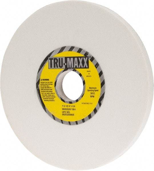 Tru-Maxx - 7" Diam x 1-1/4" Hole x 1/2" Thick, I Hardness, 100 Grit Surface Grinding Wheel - Aluminum Oxide, Type 1, Fine Grade, 3,600 Max RPM, Vitrified Bond, No Recess - All Tool & Supply