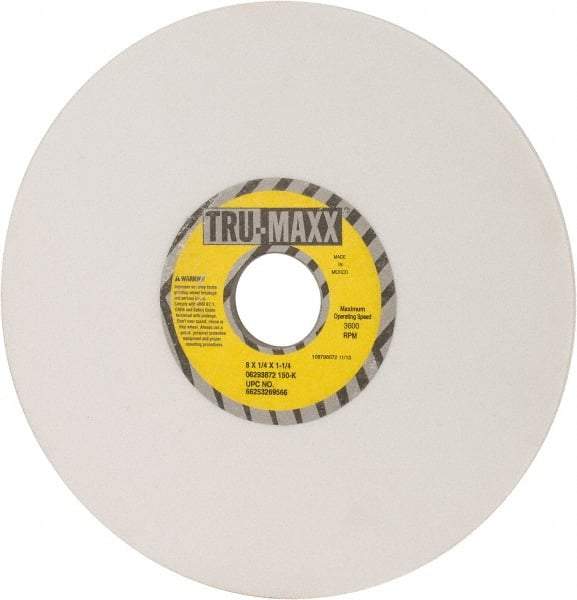 Tru-Maxx - 8" Diam x 1-1/4" Hole x 1/4" Thick, K Hardness, 150 Grit Surface Grinding Wheel - Aluminum Oxide, Type 1, Very Fine Grade, 3,600 Max RPM, Vitrified Bond, No Recess - All Tool & Supply