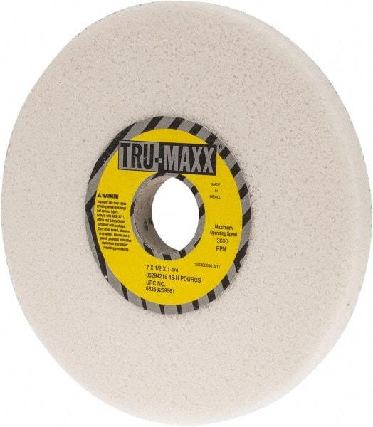 Tru-Maxx - 7" Diam x 1-1/4" Hole x 1/2" Thick, H Hardness, 46 Grit Surface Grinding Wheel - Aluminum Oxide, Type 1, Coarse Grade, 3,600 Max RPM, Vitrified Bond, No Recess - All Tool & Supply