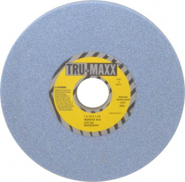 Tru-Maxx - 7" Diam x 1-1/4" Hole x 1/2" Thick, K Hardness, 46 Grit Surface Grinding Wheel - Ceramic, Type 1, Coarse Grade, 3,600 Max RPM, Vitrified Bond, No Recess - All Tool & Supply