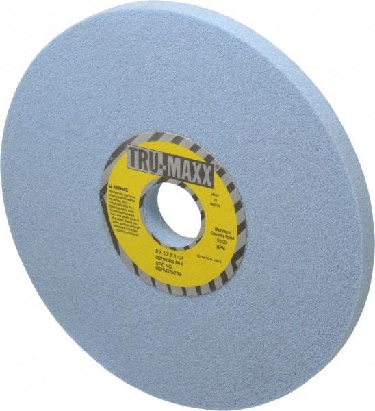 Tru-Maxx - 8" Diam x 1-1/4" Hole x 1/2" Thick, I Hardness, 60 Grit Surface Grinding Wheel - Ceramic, Type 1, Medium Grade, 3,600 Max RPM, Vitrified Bond, No Recess - All Tool & Supply