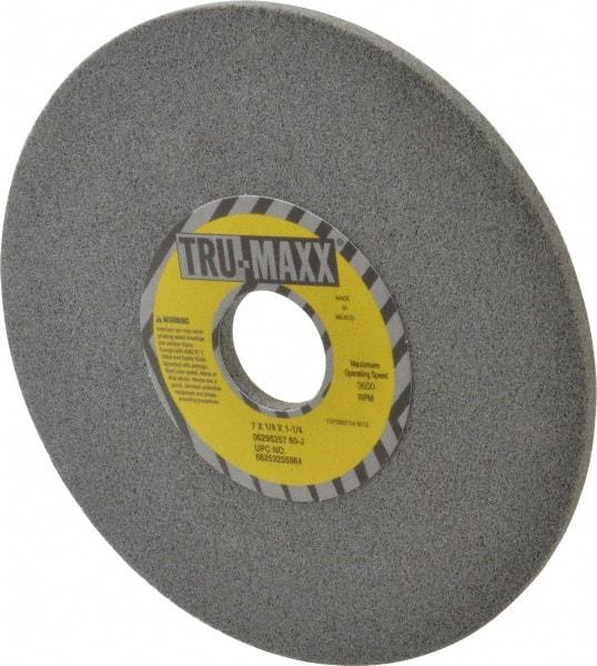 Tru-Maxx - 7" Diam x 1-1/4" Hole x 1/4" Thick, J Hardness, 60 Grit Surface Grinding Wheel - Aluminum Oxide, Type 1, Medium Grade, 3,600 Max RPM, Vitrified Bond, No Recess - All Tool & Supply