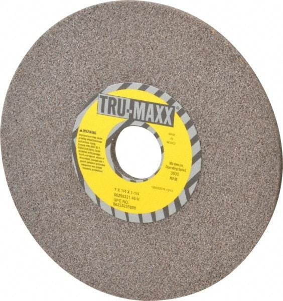 Tru-Maxx - 7" Diam x 1-1/4" Hole x 1/4" Thick, H Hardness, 46 Grit Surface Grinding Wheel - Aluminum Oxide, Type 1, Coarse Grade, 3,600 Max RPM, Vitrified Bond, No Recess - All Tool & Supply