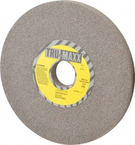 Tru-Maxx - 7" Diam x 1-1/4" Hole x 1/2" Thick, H Hardness, 60 Grit Surface Grinding Wheel - Aluminum Oxide, Type 1, Medium Grade, 3,600 Max RPM, Vitrified Bond, No Recess - All Tool & Supply