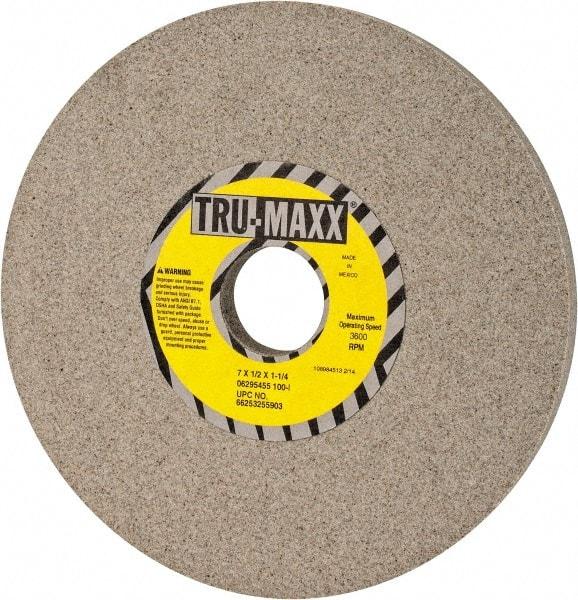 Tru-Maxx - 7" Diam x 1-1/4" Hole x 1/2" Thick, I Hardness, 100 Grit Surface Grinding Wheel - Aluminum Oxide, Type 1, Fine Grade, 3,600 Max RPM, Vitrified Bond, No Recess - All Tool & Supply