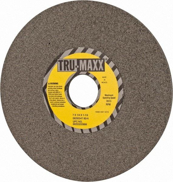 Tru-Maxx - 7" Diam x 1-1/4" Hole x 1/4" Thick, H Hardness, 80 Grit Surface Grinding Wheel - Aluminum Oxide, Type 1, Medium Grade, 3,600 Max RPM, Vitrified Bond, No Recess - All Tool & Supply