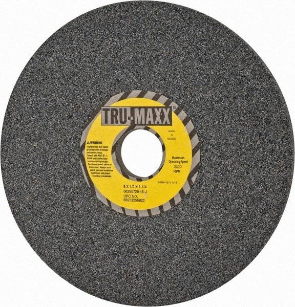 Tru-Maxx - 8" Diam x 1-1/4" Hole x 1/2" Thick, J Hardness, 46 Grit Surface Grinding Wheel - Aluminum Oxide, Type 1, Coarse Grade, 3,600 Max RPM, Vitrified Bond, No Recess - All Tool & Supply