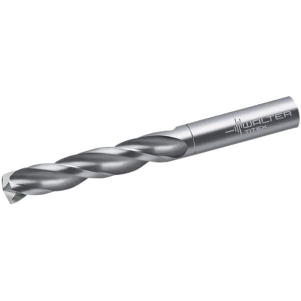 Walter-Titex - 6.2mm 150° Spiral Flute Solid Carbide Screw Machine Drill Bit - Bright Finish, Right Hand Cut, 42mm Flute Length, 70mm OAL, Maximiza Point, Straight Shank - All Tool & Supply