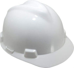 MSA - ANSI Type I, Class E Rated, 8-Point, Pin Lock Adjustment Hard Hat - One Size Fits Most, White, Standard Brim - All Tool & Supply