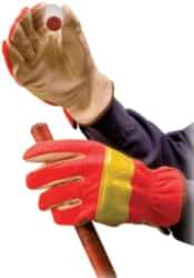 PRO-SAFE - Size S (7) Grain Pigskin General Protection Work Gloves - For General Purpose, Uncoated, Slip-On Cuff, Full Fingered, Orange, Paired - All Tool & Supply