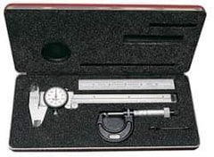 Starrett - 4 Piece, Machinist Caliper and Micrometer Tool Kit - 0 to 6 Inch Caliper, 0 to 1 Inch Micrometer - All Tool & Supply