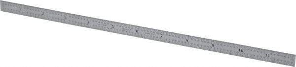 Starrett - 12" Long, 1/64, 1/32, 1/16, 1/8" Graduation, Flexible Steel Rule - 4R Graduation Style, 1/2" Wide, Silver, Satin Chrome Finish - All Tool & Supply