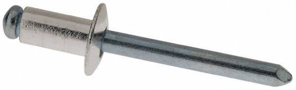 RivetKing - Size 84 Dome Head Aluminum Open End Blind Rivet - Steel Mandrel, 0.02" to 1/4" Grip, 1/2" Head Diam, 0.257" to 0.261" Hole Diam, 1/2" Length Under Head, 1/4" Body Diam - All Tool & Supply